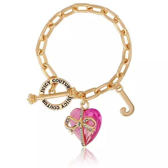Juicy Couture Jewelry - Juicy Couture Heart Stone J Gold Charm Bracelet